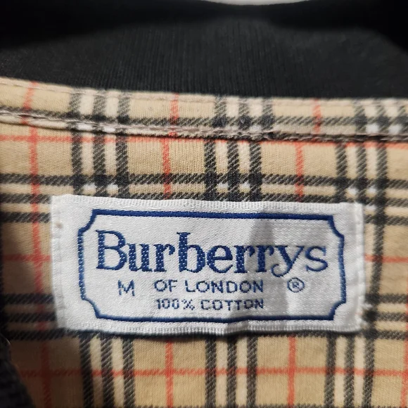 Burberry Vintage Mens Poloshirt Medium Beige and Black Check